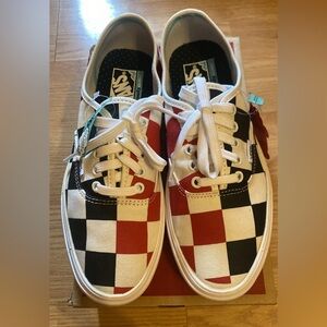 Vans Red and Black Checkerboard Lace-Up Shoes
